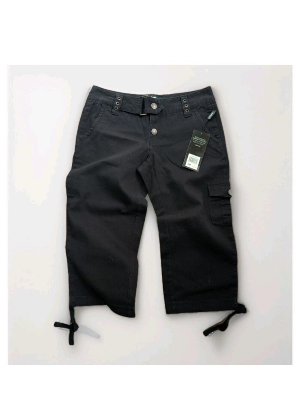 Daisy Fuentes Petites Utilitarian Cargo  Capris Very Vogue Black Y2K NWT 2P